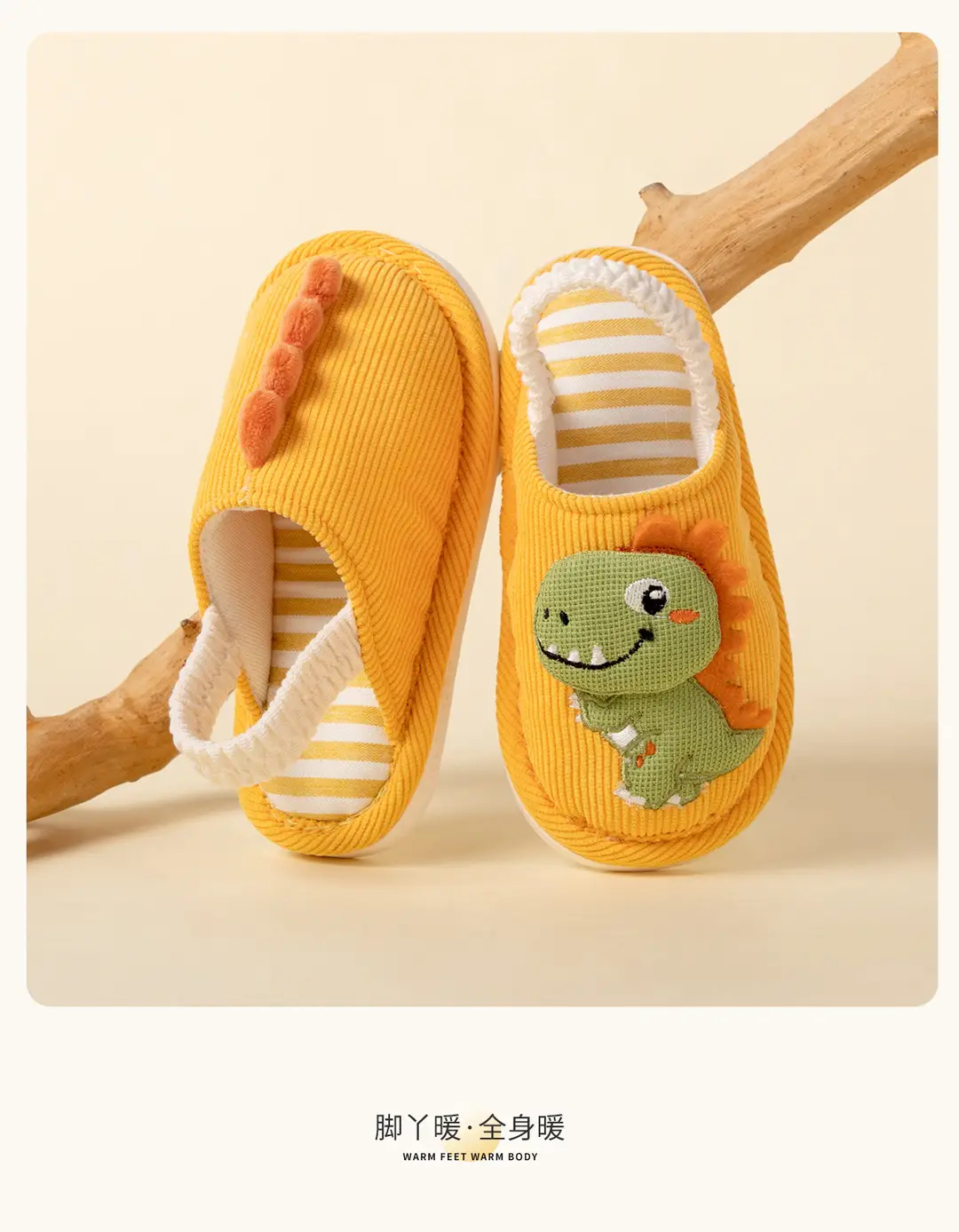 Spring and autumn cartoon cute dinosaur strap baby cotton slippers wholesale winter warm breathable indoor boys and girls slippers — feature 19