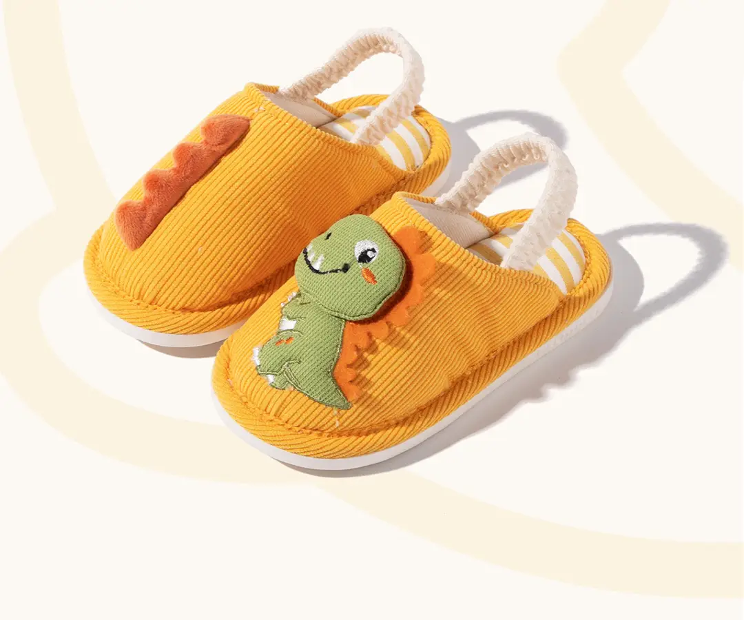 Spring and autumn cartoon cute dinosaur strap baby cotton slippers wholesale winter warm breathable indoor boys and girls slippers — feature 5