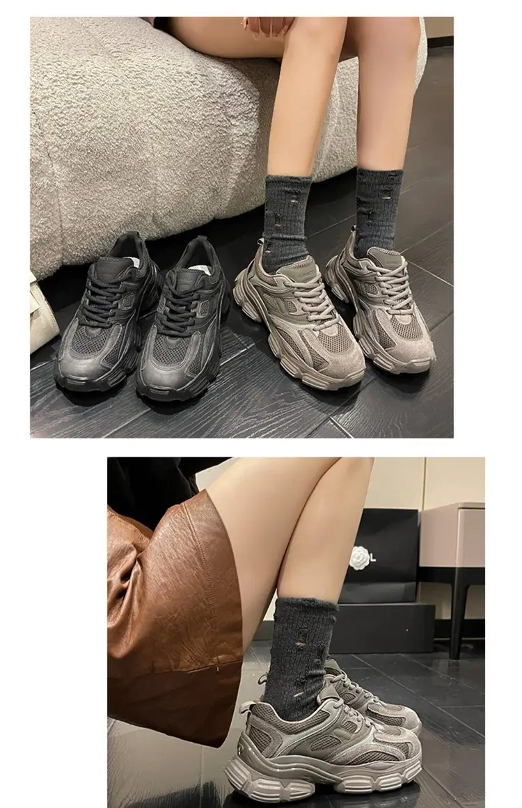 Retro Foot Shoes for Small Torre Women's 2024 Summer New Style Platform Thick Bottom All-match Breathable Casual Lightweight sneaker — feature 4