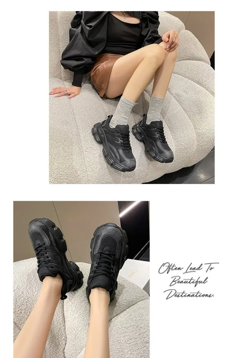 Retro Foot Shoes for Small Torre Women's 2024 Summer New Style Platform Thick Bottom All-match Breathable Casual Lightweight sneaker — feature 9