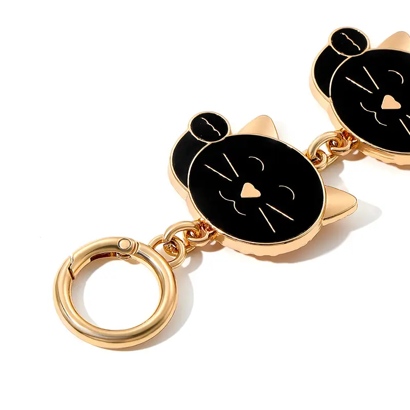 Cat Earrings Keychain Gold Black Decorative Chain - Image 8