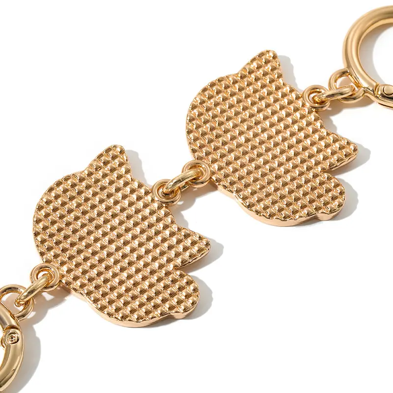 Cat Earrings Keychain Gold Black Decorative Chain - Image 9