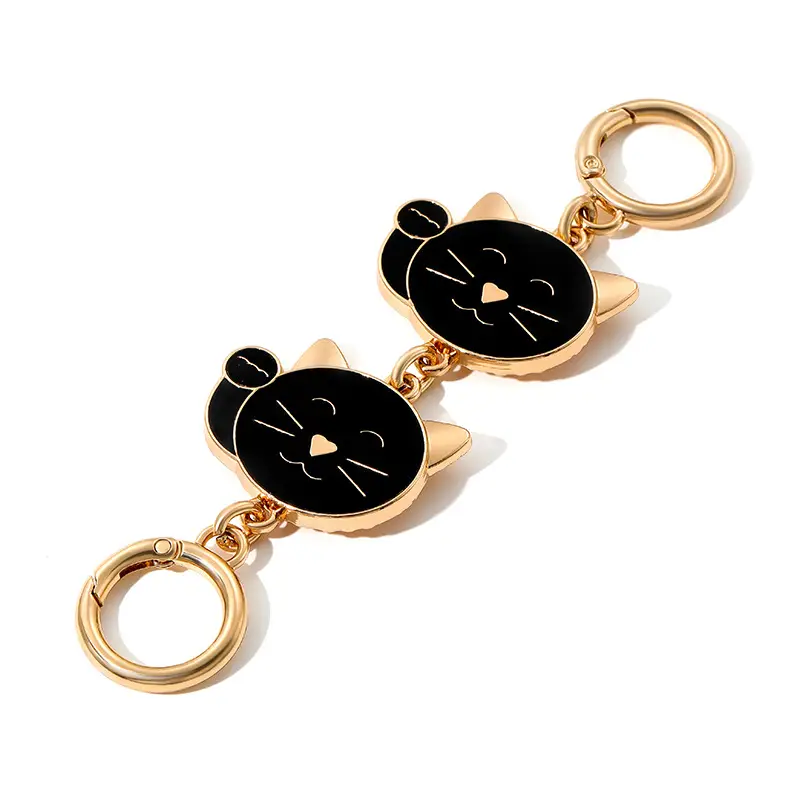 Cat Earrings Keychain Gold Black Decorative Chain - Image 11