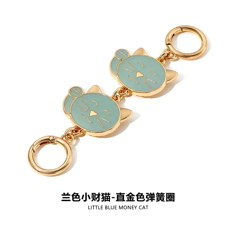 Cat Earrings Keychain Gold Black Decorative Chain - Image 6