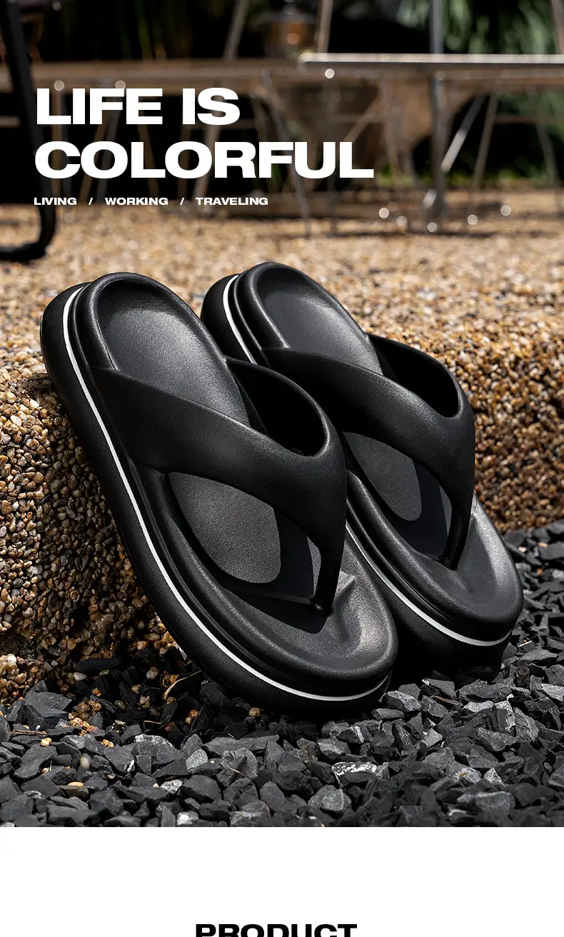 Eva Flip-flops Women's Summer Sandals and Slippers Thick Sole Height-increasing Non-slip Odor-proof Outer Wear Anti-odor Couple Clip Seaside Beach Shoes — feature 1