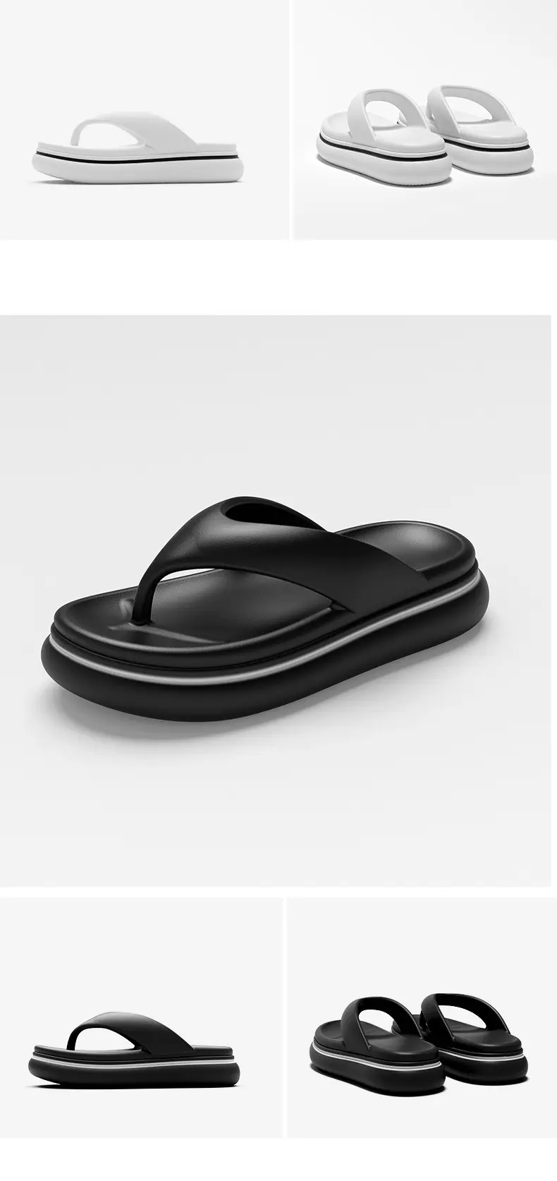 Eva Flip-flops Women's Summer Sandals and Slippers Thick Sole Height-increasing Non-slip Odor-proof Outer Wear Anti-odor Couple Clip Seaside Beach Shoes — feature 8