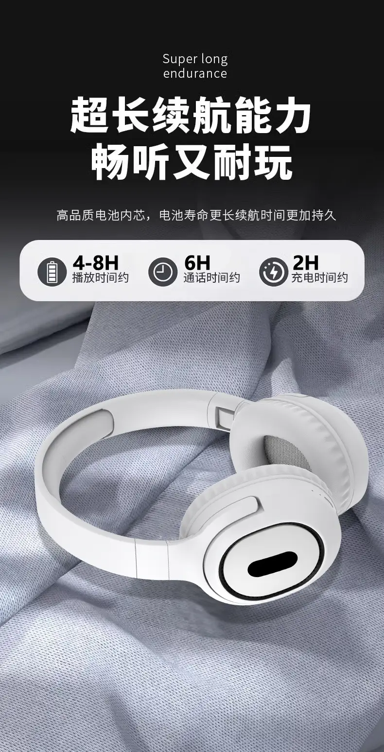 Wireless Bluetooth P3 Headphones Black White 4h Battery β feature 10