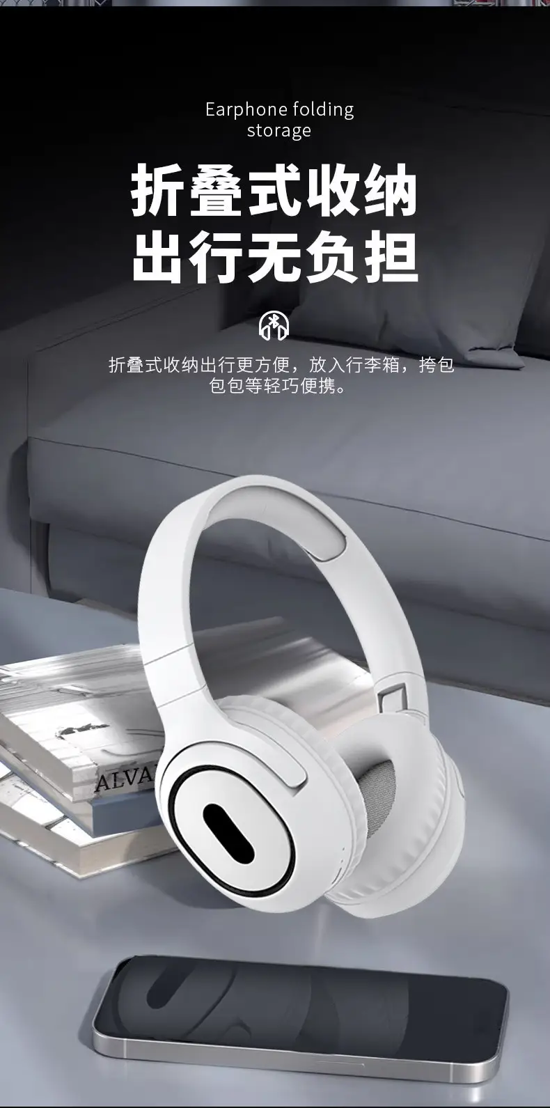 Wireless Bluetooth P3 Headphones Black White 4h Battery β feature 12