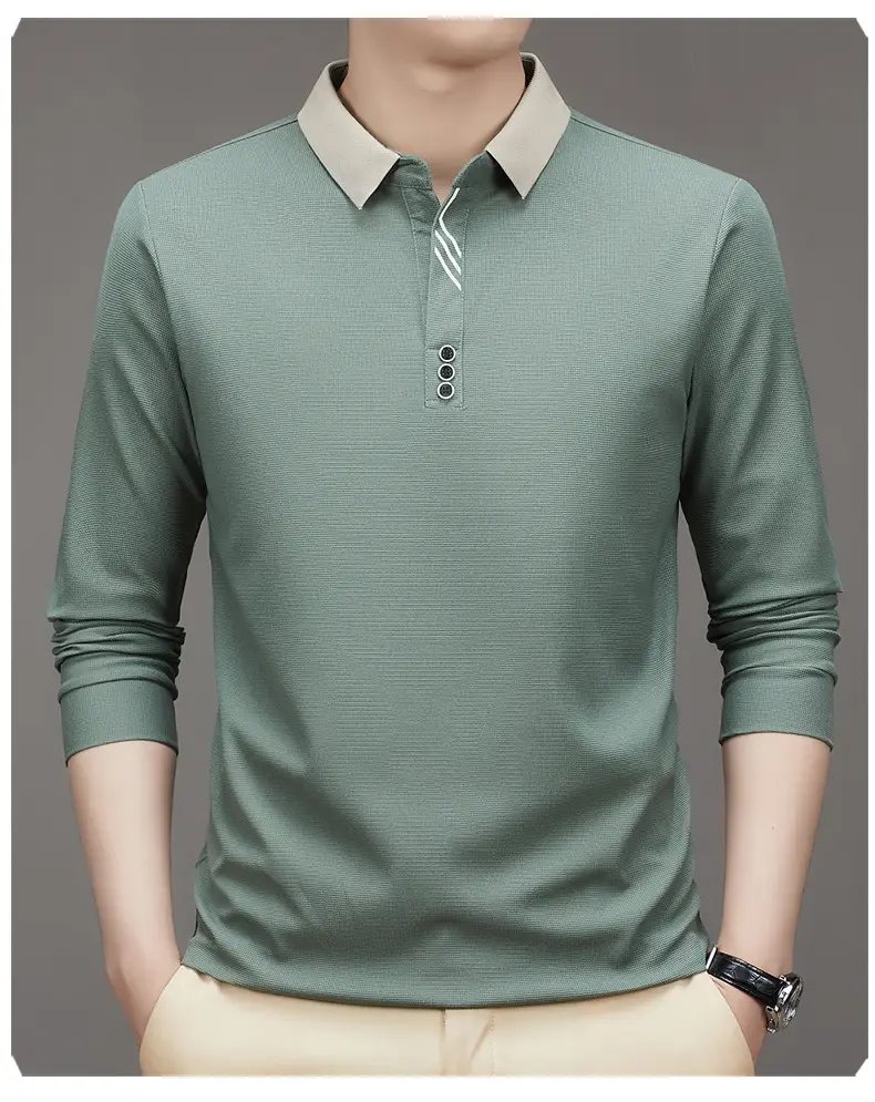 Men's Green Polo Shirt with Embroidered Logo — feature 27