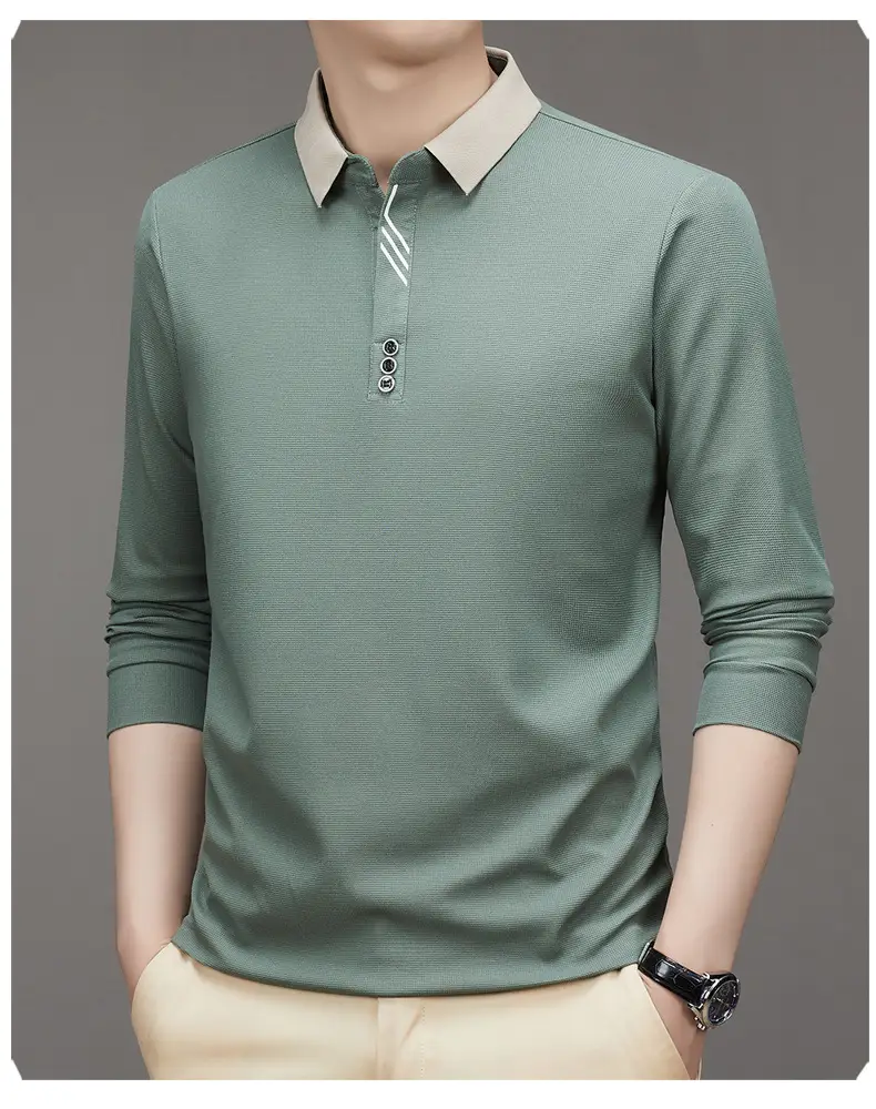 Men's Green Polo Shirt with Embroidered Logo — feature 28