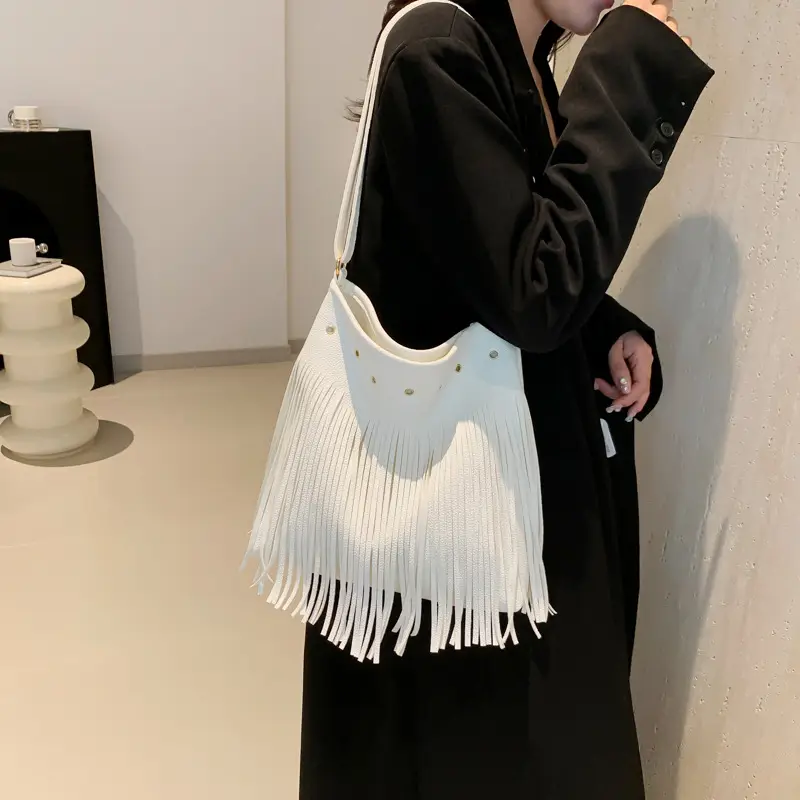 White Fringe Shoulder Bag for Women 2024 - Image 6