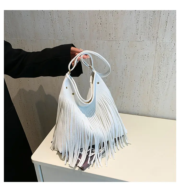 White Fringe Shoulder Bag for Women 2024 — feature 10