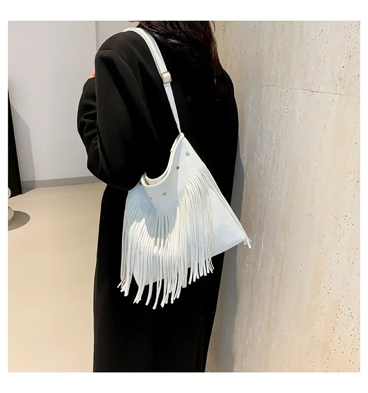 White Fringe Shoulder Bag for Women 2024 — feature 12