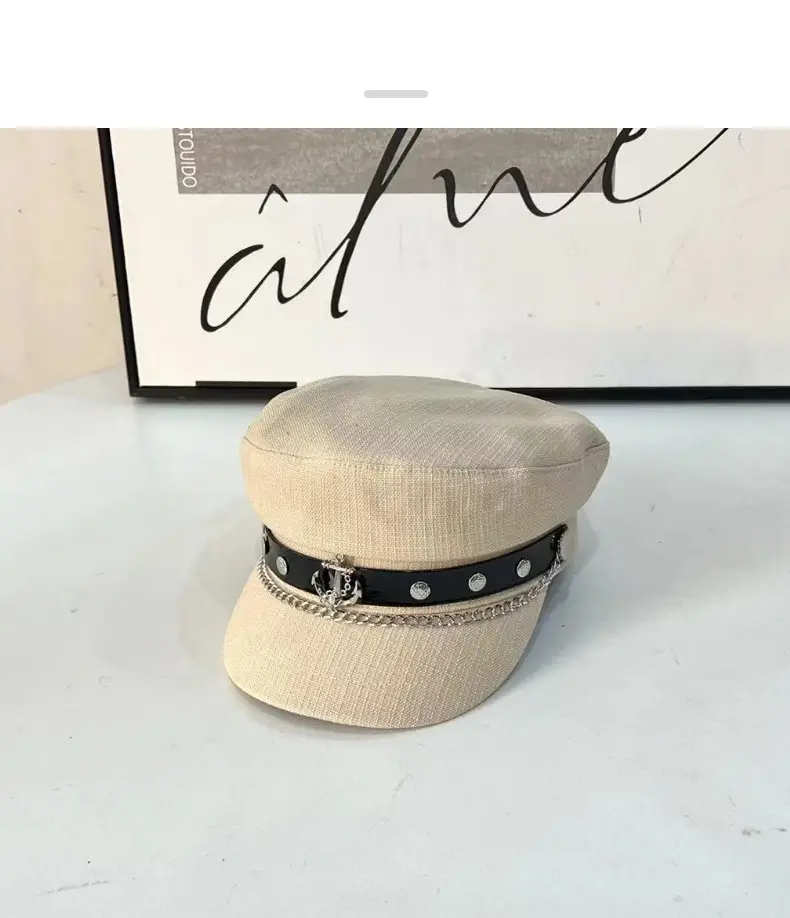 Women's Beige Duck Tongu Beret with Buckle — feature 10