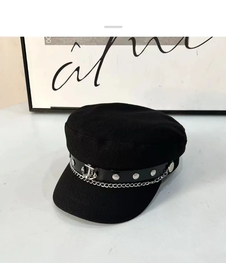 Women's Beige Duck Tongu Beret with Buckle — feature 11