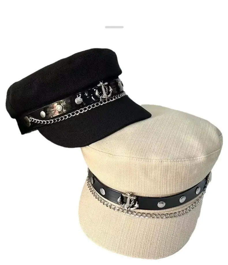 Women's Beige Duck Tongu Beret with Buckle — feature 12