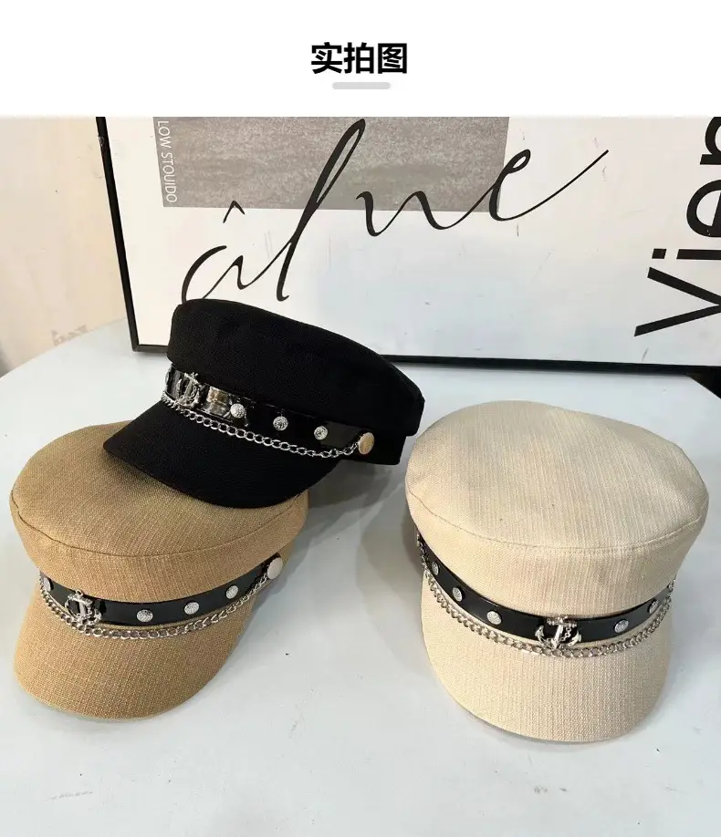 Women's Beige Duck Tongu Beret with Buckle — feature 8