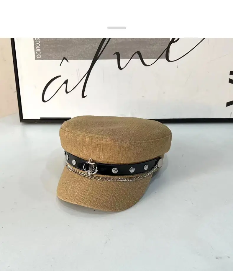 Women's Beige Duck Tongu Beret with Buckle — feature 9