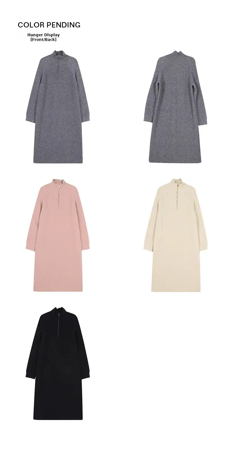 Japanese Style Lazy Over-the-Knee Lapel Dress for Women Grey — feature 5