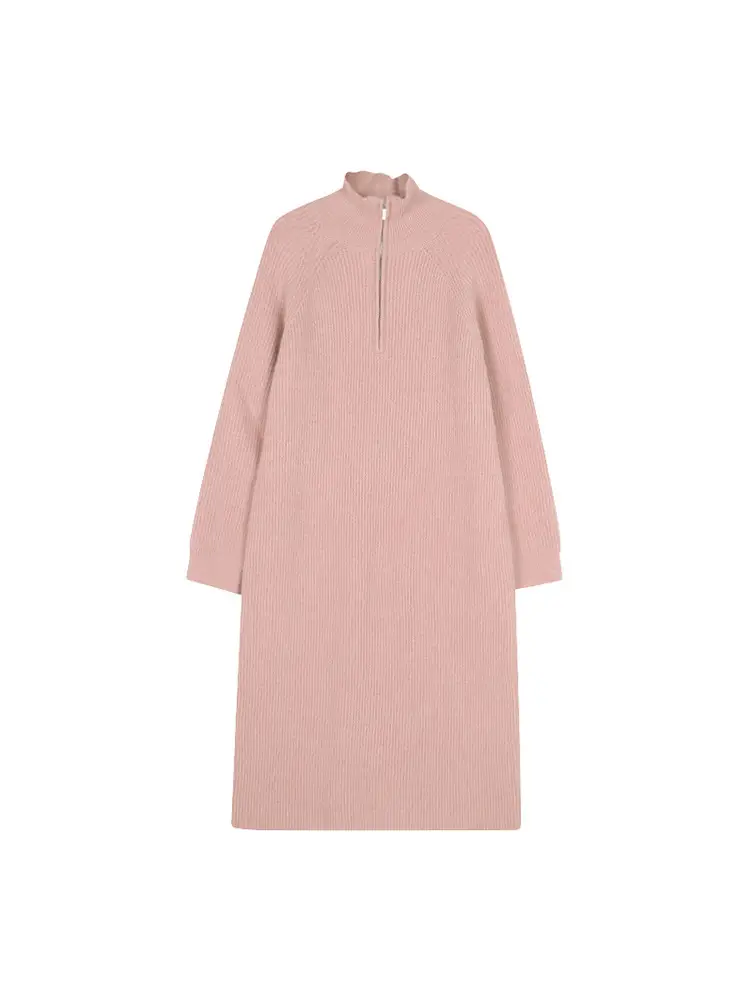 Japanese Style Lazy Over-the-Knee Lapel Dress for Women Grey