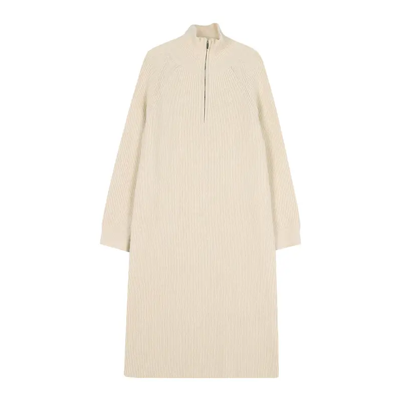Japanese Style Lazy Over-the-Knee Lapel Dress for Women Grey