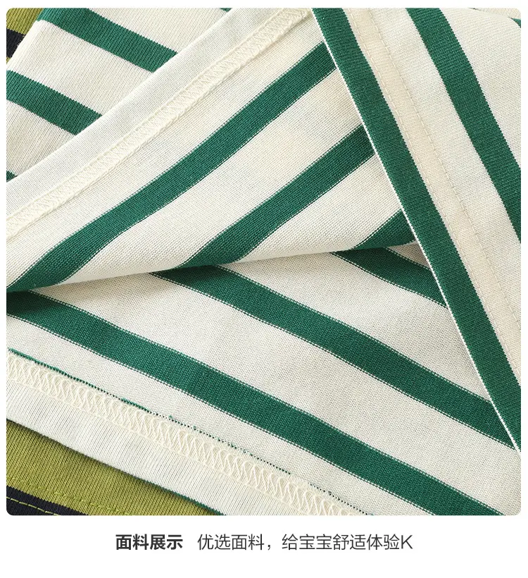 Kaka Panda Boys Striped Long Sleeve T-Shirt Green White — feature 11