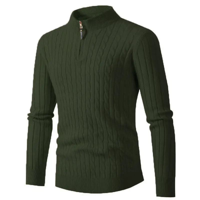 Men's Beige Twist Half-Zip Sweater Base Shirt — feature 10