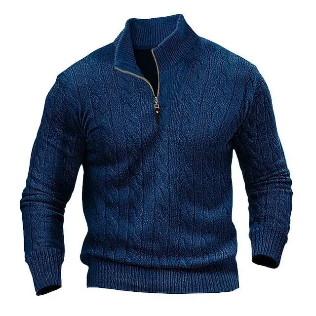 Men's Beige Twist Half-Zip Sweater Base Shirt — feature 14