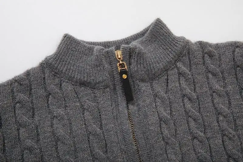 Men's Beige Twist Half-Zip Sweater Base Shirt — feature 15