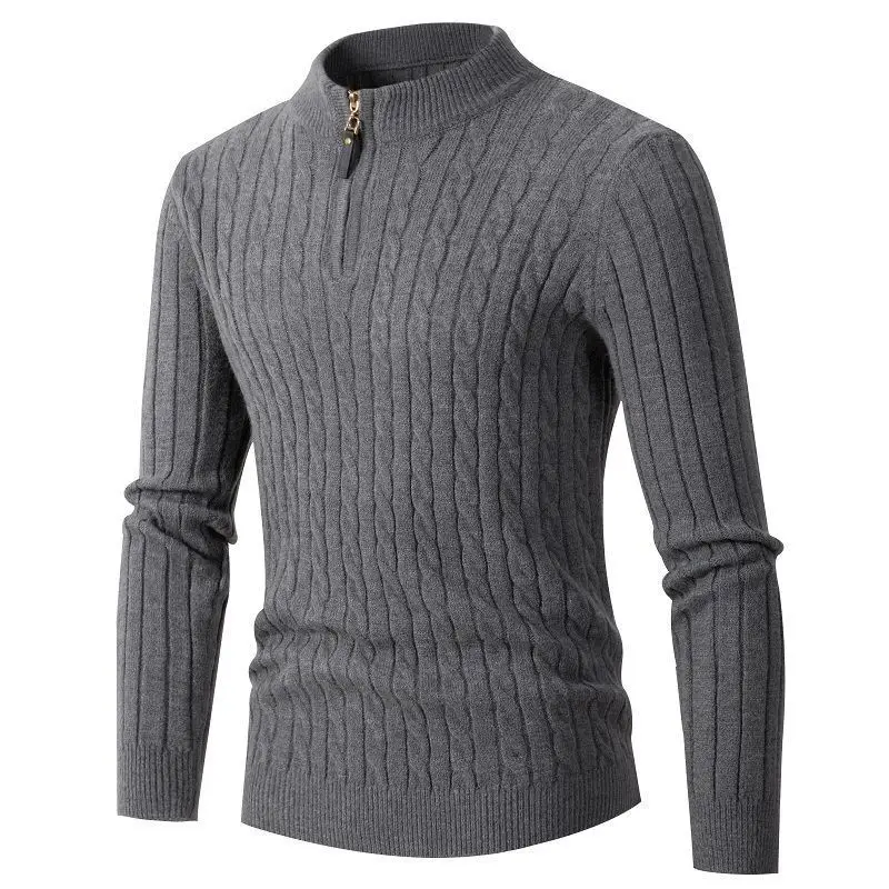Men's Beige Twist Half-Zip Sweater Base Shirt — feature 5