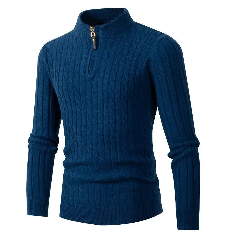 Men's Beige Twist Half-Zip Sweater Base Shirt — feature 8