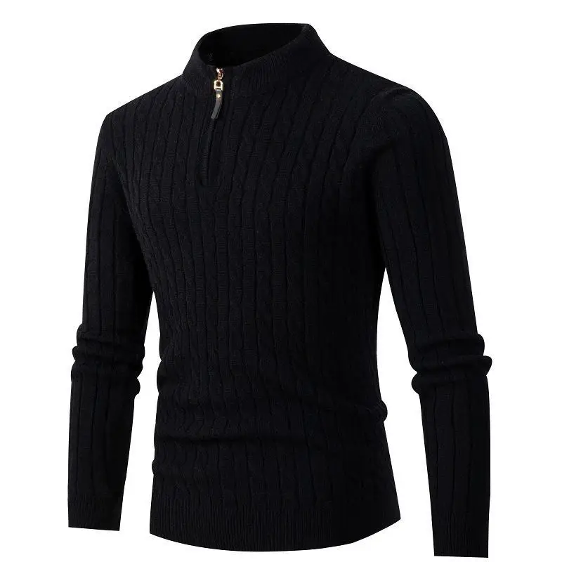 Men's Beige Twist Half-Zip Sweater Base Shirt — feature 9