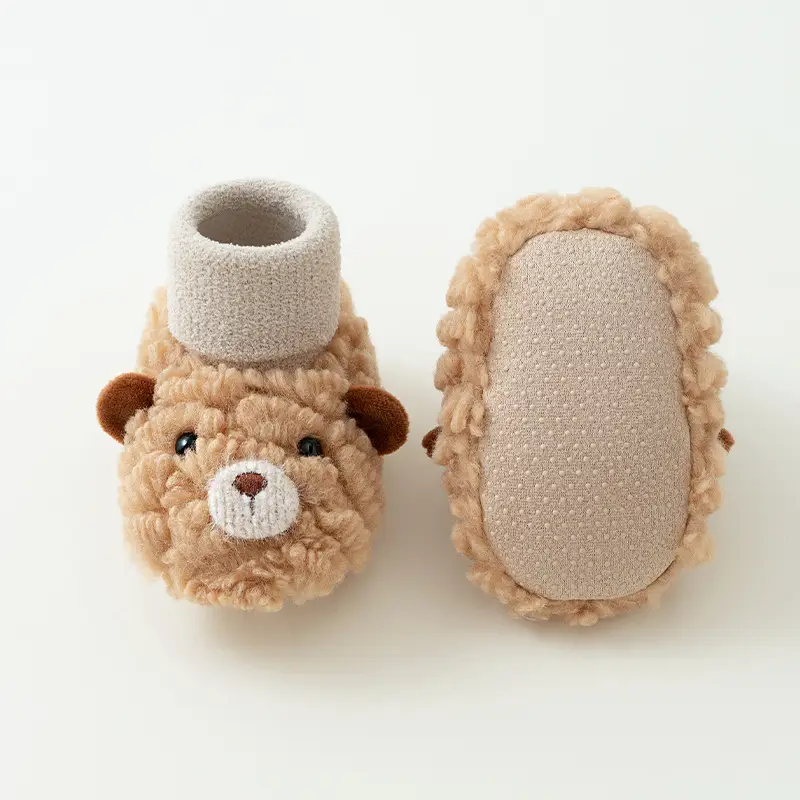 Autumn and Winter Baby Shoes Toddler Shoes Non-slip Soft Bottom Shoes and Socks Indoor Baby Shoes Newborn Cotton Shoes Cartoon Lamb Fleece - Image 4