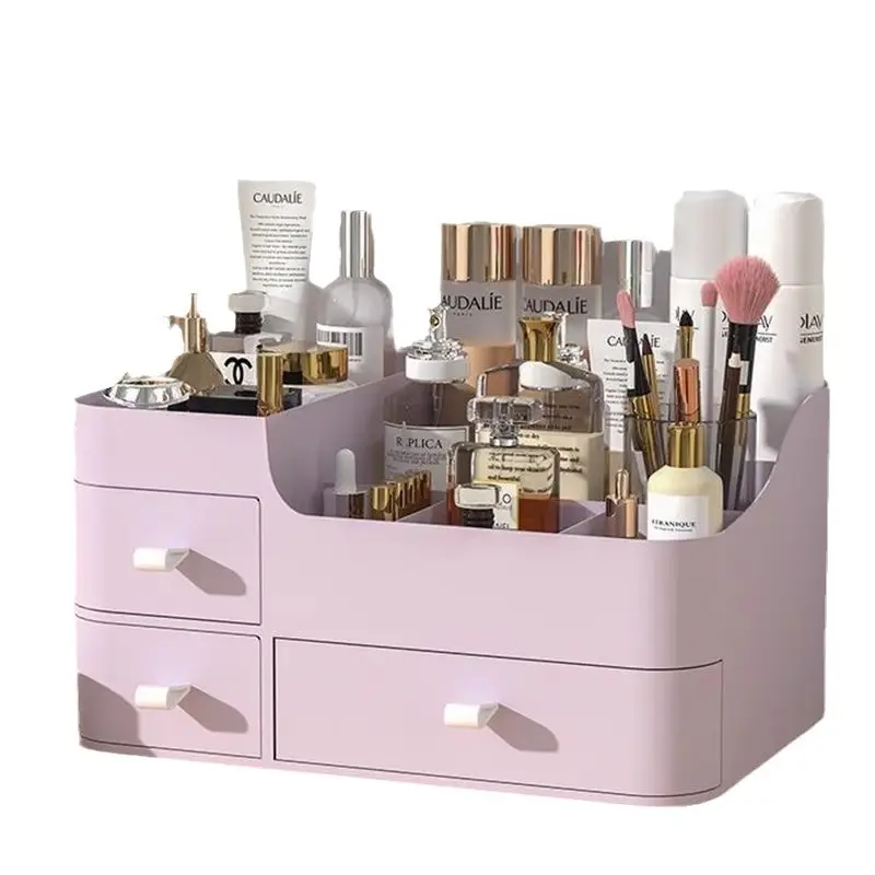 White Makeup Storage Box with Drawers for Cosmetics & Skincare