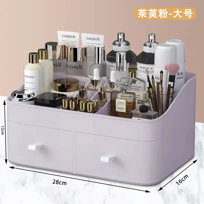 White Makeup Storage Box with Drawers for Cosmetics & Skincare