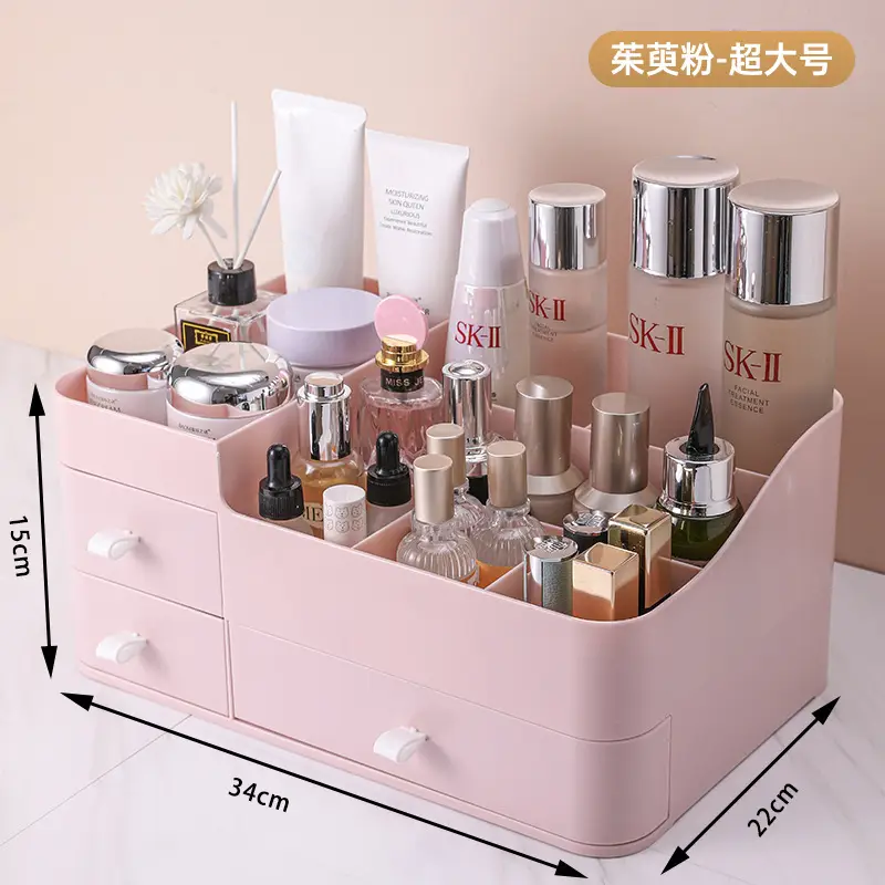 White Makeup Storage Box with Drawers for Cosmetics & Skincare