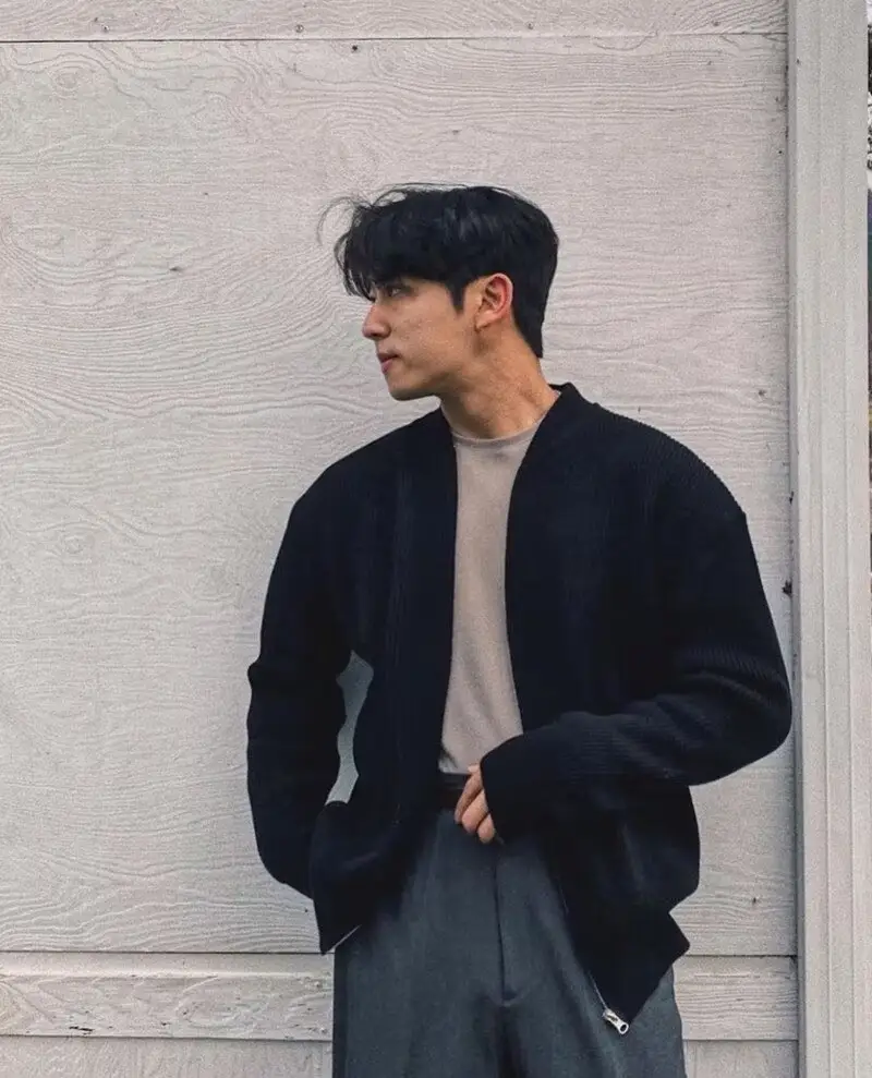 Men's Grey Knitted Full-Zip Cardigan Jacket — feature 14