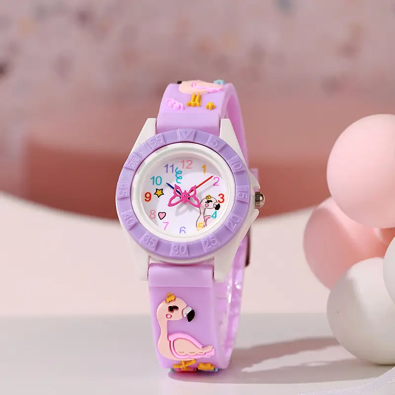 Kids Cartoon Silicone Watch Purple Quartz - Image 6