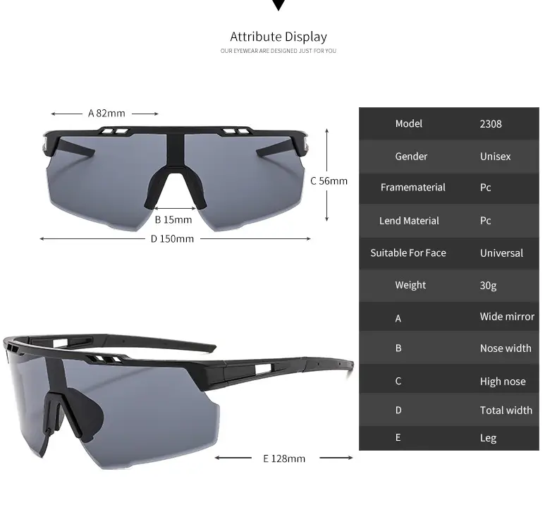 Outdoor Windproof Sunglasses for Cycling Running Square Round Faces — feature 7