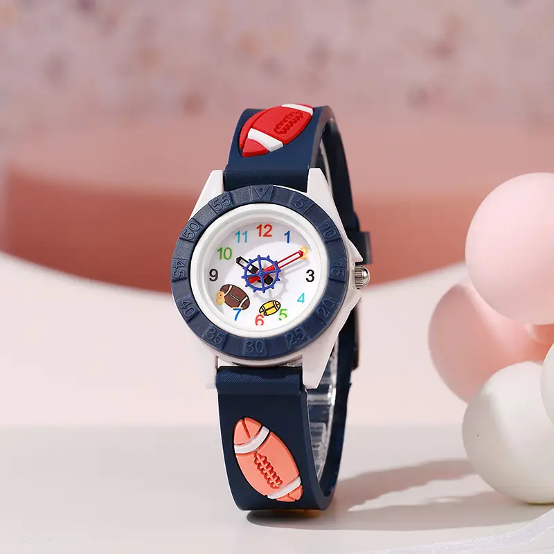 Kids Cartoon Quartz Watch Blue Silicone Band