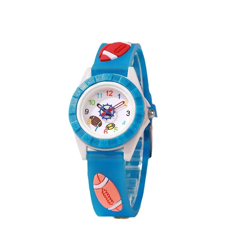 Kids Cartoon Quartz Watch Blue Silicone Band