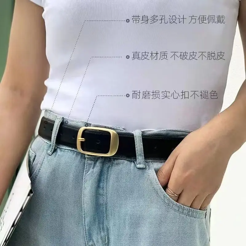 Women Genuine Leather Belt Casual Spring Thin Sweet Girl Style