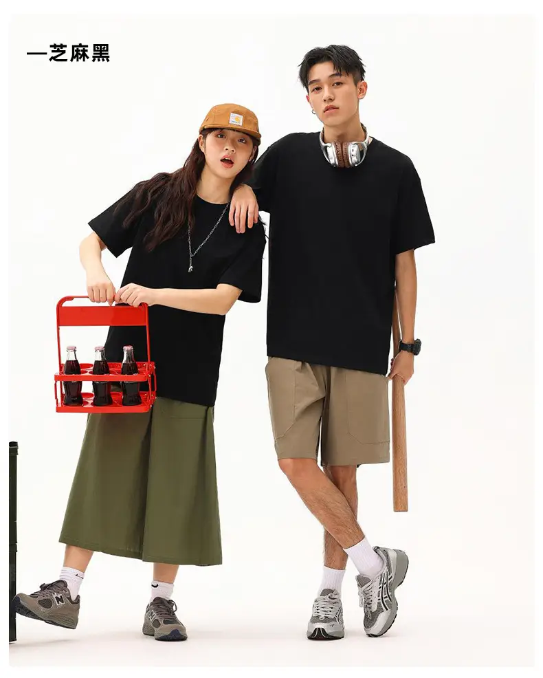 Men Black Cotton Crewneck T-Shirt 230g — feature 13