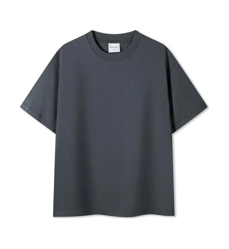 Men Black Cotton Crewneck T-Shirt 230g - Image 8