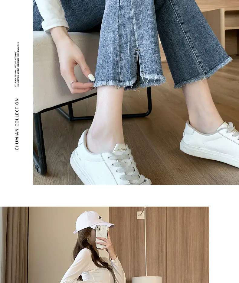 Dark Blue Ruffed Slim Fit Jeans for Women Spring Autumn 2024 — feature 5