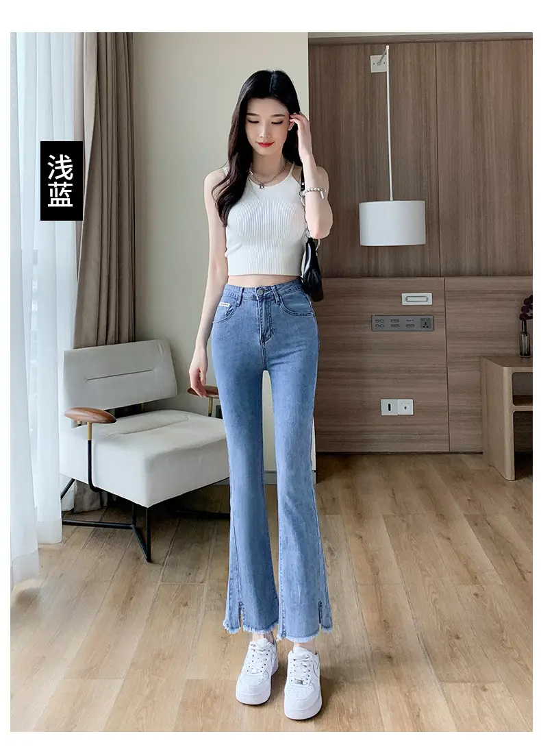 Dark Blue Ruffed Slim Fit Jeans for Women Spring Autumn 2024 — feature 9
