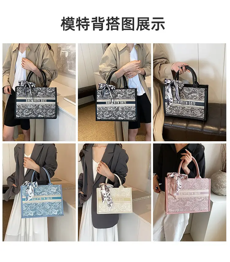 Pink Embroidered Women's Handbag Set with Bow Accents — feature 7