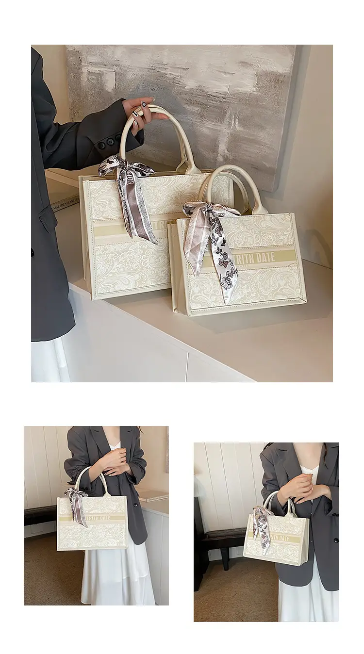 Pink Embroidered Women's Handbag Set with Bow Accents — feature 8
