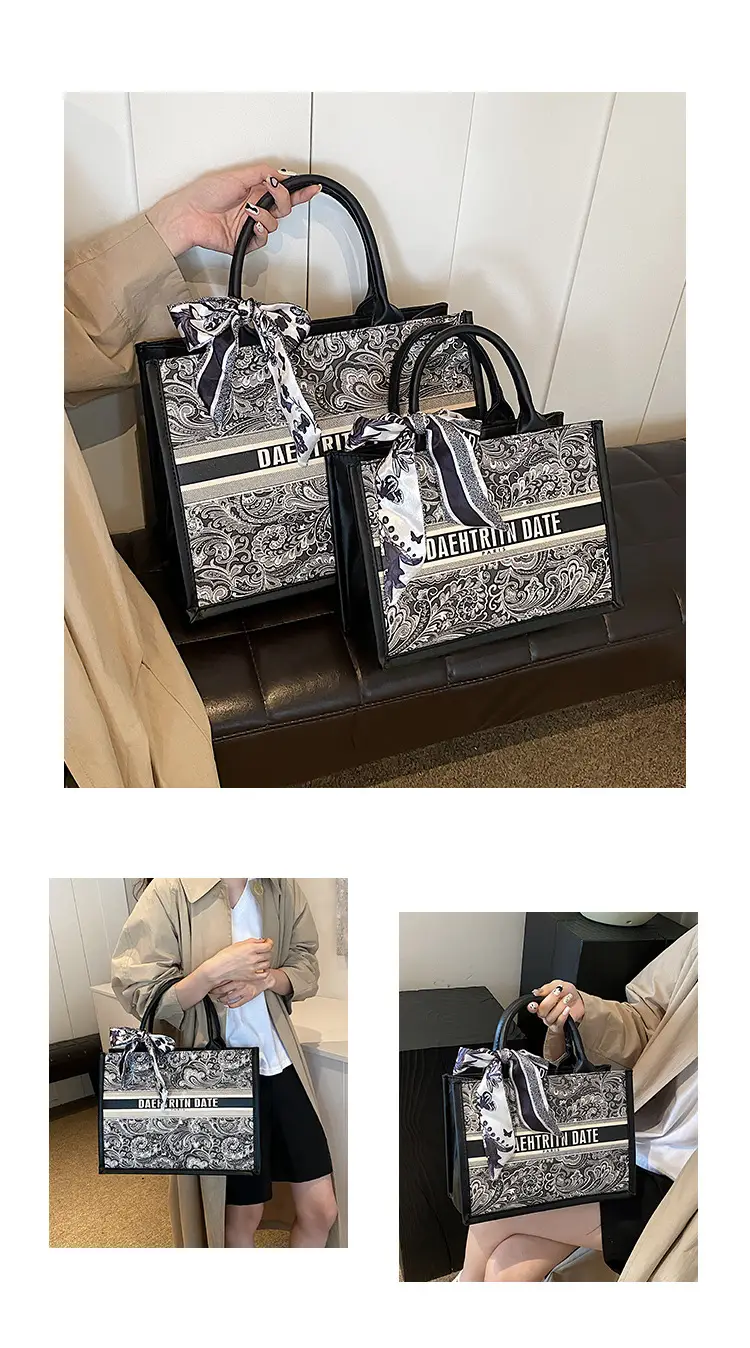 Pink Embroidered Women's Handbag Set with Bow Accents — feature 9