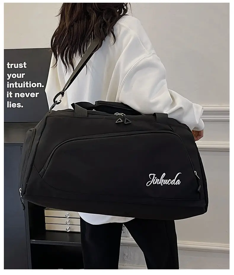 Black Multifunctional Fitness Travel Bag with Independent Shoe Compartment — feature 25